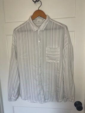 Eden & Olivia White Button Down Pinstripe Buisness Casual Shirt